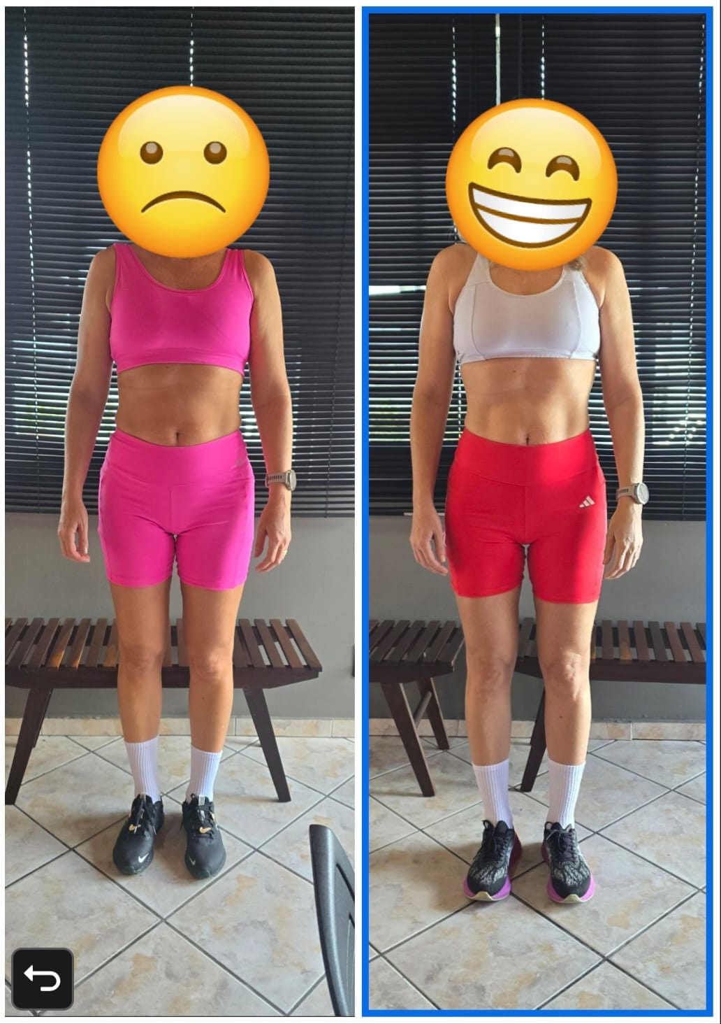 Antes e depois de aluna da consultoria