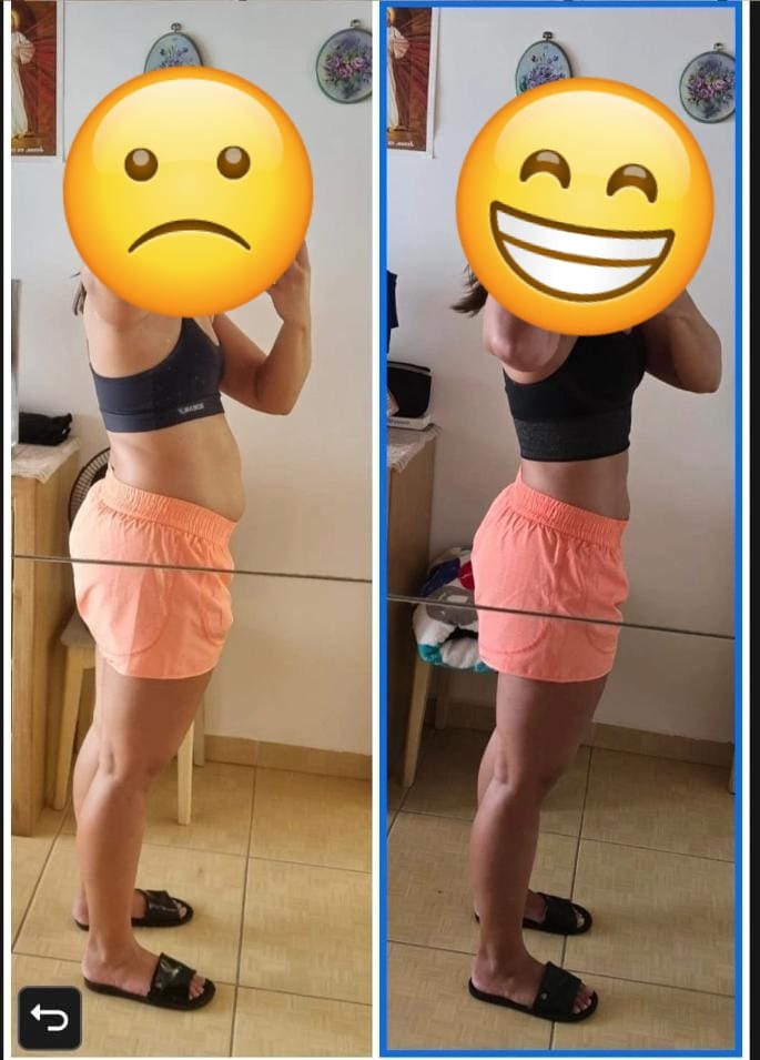 Antes e depois de aluna da consultoria